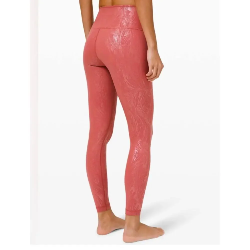Lululemon Wunder Under High Rise Tight Shine Soft Cranberry Pink Foil Size 6